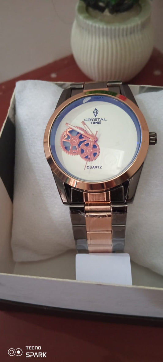 crystal time copper & and black colour & blue shade & white screen