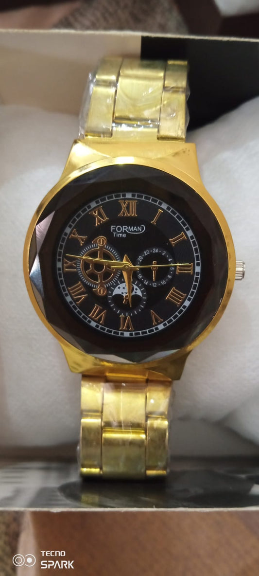 forman time golden chain black dial